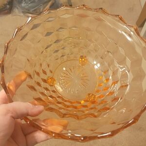 Vintage Pink Depression Glass Cubist Footed Bowl Indiana American Whitehall